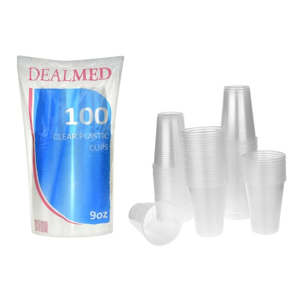 Dealmed Disposable Clear Plastic Cups, 9 Oz, 100 Ct, 25/Cs, 2500PK 781039